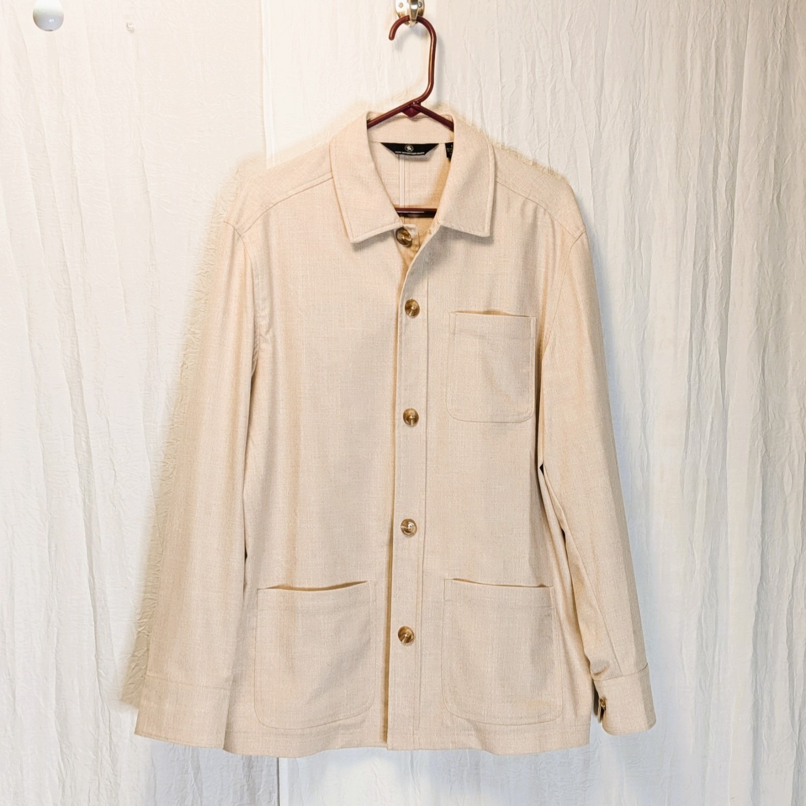 Hart Schaffner Marx Hart Flex Linen Blend Long Sleeve Solid Shirt Jacket Large